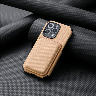 Magnetic Phone Wallet Case with Card Holder and Raised Edges - beige