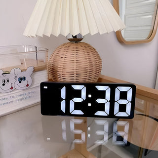 Digital Alarm Clock With Mirror Display And Snooze