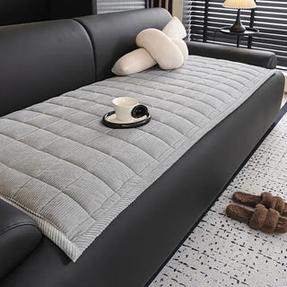 Sofa Cover Throw With Quilted Non Slip Design - silver mist
