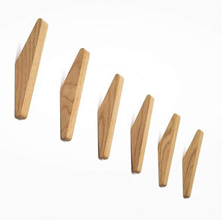 Set of 6 Solid Wood Wall Hooks with Scandinavian Design