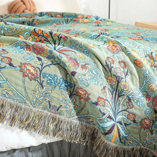 Throw Blanket With Boho Floral Pattern For Sofa Or Bed