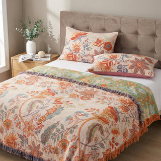 Decorative Pillow Cover With Double Sided Floral Jacquard