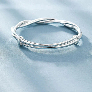 Sterling Silver Twisted Bracelet with Adjustable Geometric Design