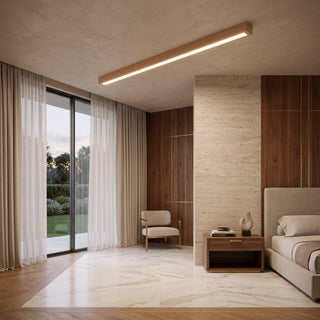 Pendant Light Fixture With Minimalist Linear Wood LED - light color