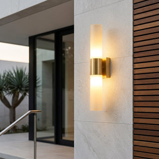 Wall Light With Acrylic Cylinder Up Down Design - gold