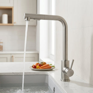 Kitchen Faucet With Pull Out Spray Head - brushed nickel