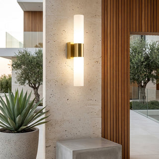 Wall Light With Acrylic Cylinder Up Down Design - gold