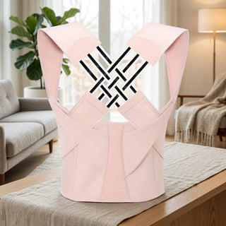 Posture Corrector With Crossed Back Bands And Shoulder Support - pink