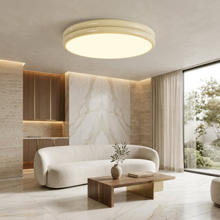 Flush Mount Ceiling Light With Round Shade - cream