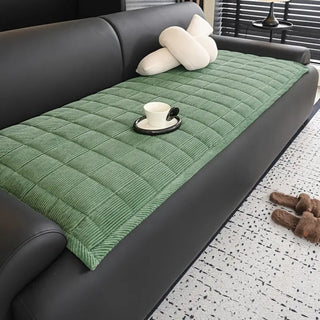 Sofa Cover Throw With Quilted Non Slip Design - forest mist