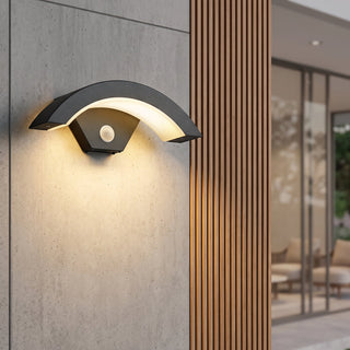 Outdoor Wall Light Fixture With Curved LED Motion Sensor