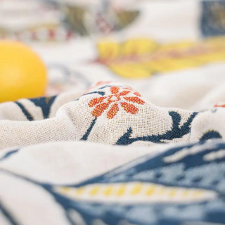 Sofa Throw Blanket With Floral Fringed Edges