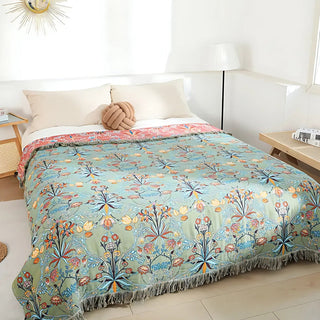 Throw Blanket With Boho Floral Pattern For Sofa Or Bed