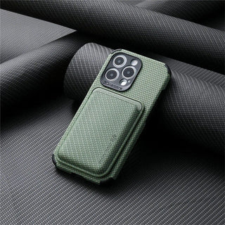 Magnetic Phone Wallet Case with Card Holder and Raised Edges - green