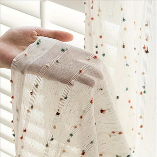 Sheer Curtain Panel with Geometric Pattern