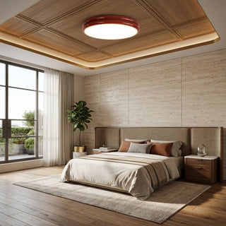 Flush Mount Ceiling Light With Round Shade - red