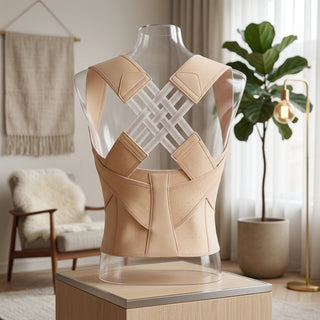 Posture Corrector With Crossed Back Bands And Shoulder Support - light brown