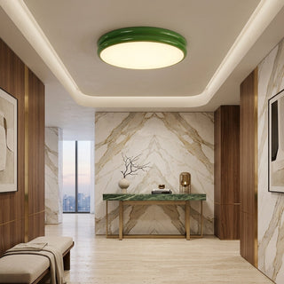 Flush Mount Ceiling Light With Round Shade - green