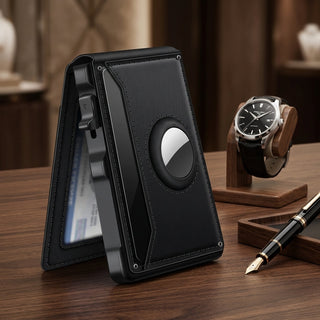 Slim wallet card holder with RFID blocking - black
