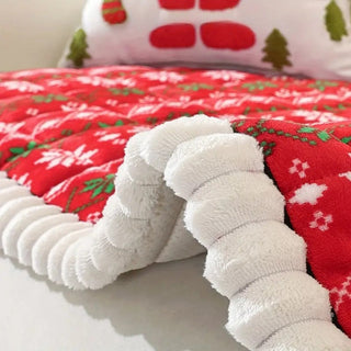Sofa Cover with Christmas Print and Quilted Design