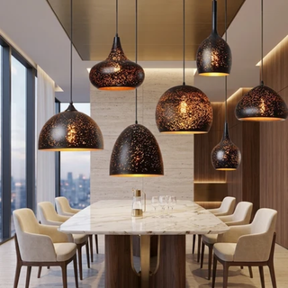 Pendant Light Fixture With Vintage Perforated Iron