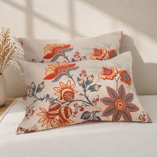 Decorative Pillow Cover With Double Sided Floral Jacquard