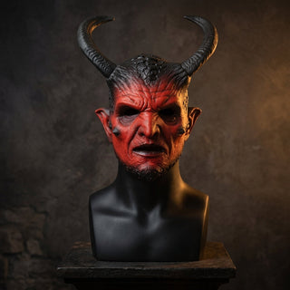 Devil Costume Mask With Horns For Halloween Cosplay - black