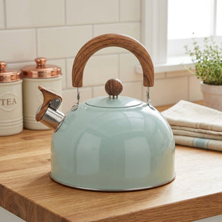 Stainless Steel Whistling Kettle With Ergonomic Handle - light yellow