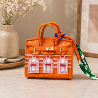 Mini Bag Charm with Metallic Finish - orange style 2