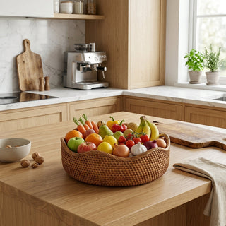Woven Rattan Storage Basket for Kitchen