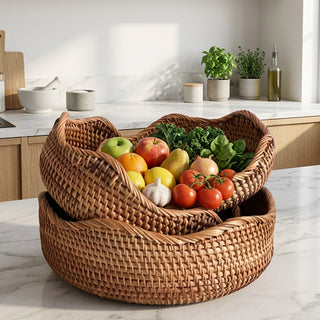 Woven Rattan Storage Basket for Kitchen