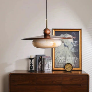 Pendant Light With Vintage Marble Glass Swing Arm