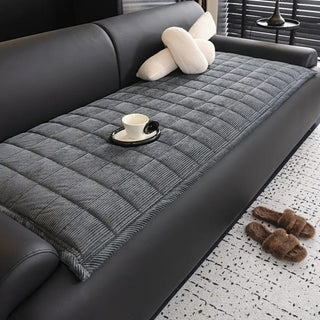 Sofa Cover Throw With Quilted Non Slip Design - slate mist