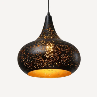 Pendant Light Fixture With Vintage Perforated Iron