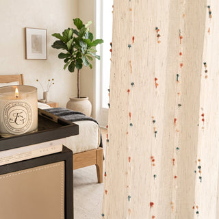 Sheer Curtain Panel with Geometric Pattern