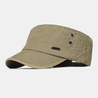 Cotton Military Cap For Men With Adjustable Fit - khaki