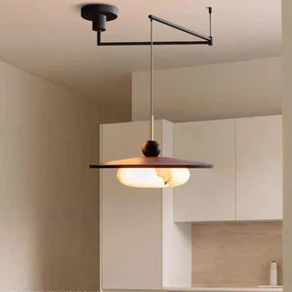 Pendant Light With Vintage Marble Glass Swing Arm