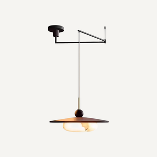 Pendant Light With Vintage Marble Glass Swing Arm