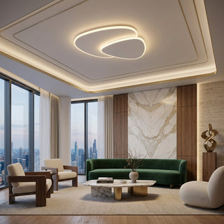 Flush Mount Ceiling Light Fixture With Overlapping Oval LED - warm white