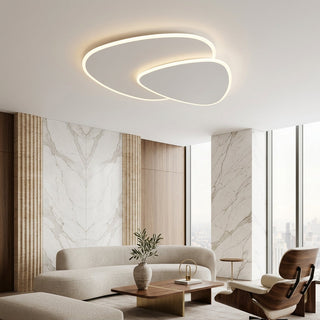Flush Mount Ceiling Light Fixture With Overlapping Oval LED - 3 color temperature swithable