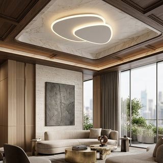 Flush Mount Ceiling Light Fixture With Overlapping Oval LED - dimmable
