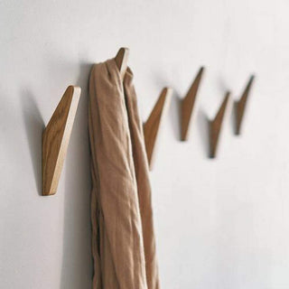 Set of 6 Solid Wood Wall Hooks with Scandinavian Design
