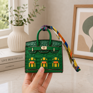 Mini Bag Charm with Metallic Finish - green