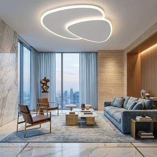 Flush Mount Ceiling Light Fixture With Overlapping Oval LED - dimmable