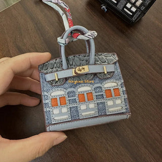Mini Bag Charm with Metallic Finish