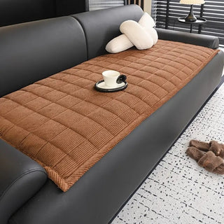 Sofa Cover Throw With Quilted Non Slip Design - chestnut mist