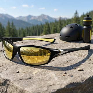 Sport Sunglasses with Polarized Lenses and Full Frame Design - dirty yellow