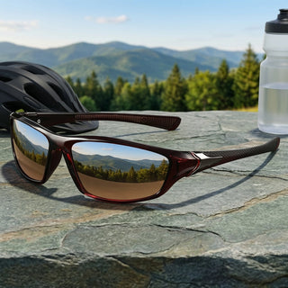 Sport Sunglasses with Polarized Lenses and Full Frame Design - chestnut brown