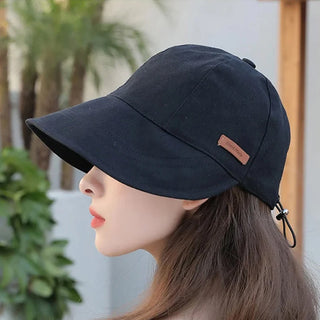 Women's Wide Brim Sun Hat with Adjustable Fit - black