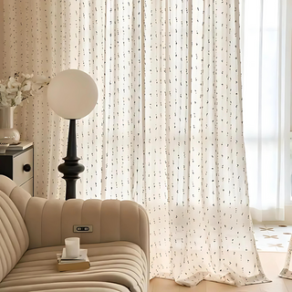 Sheer Curtain Panel with Geometric Pattern